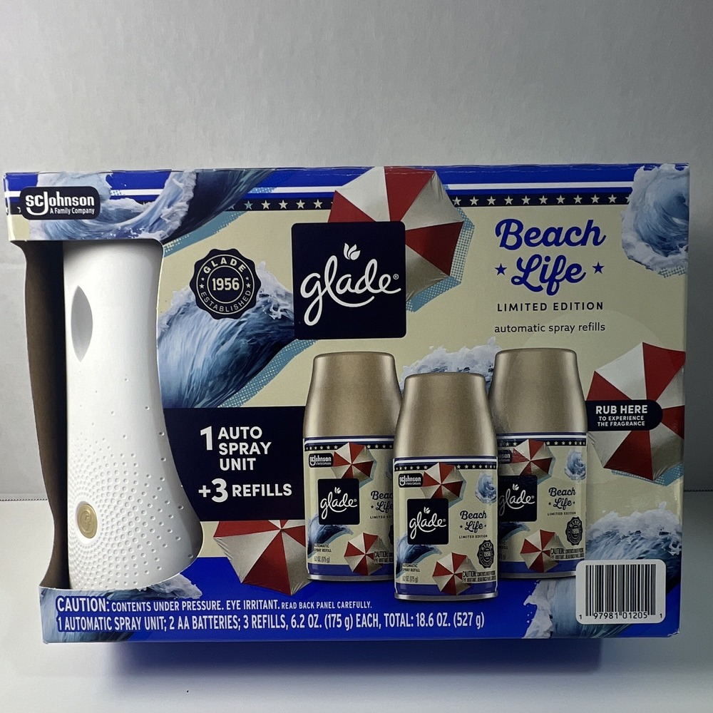 Glade Beach Life Limited Edition Automatic Spray Unit + 3 Refills 6.2oz E1160J1K